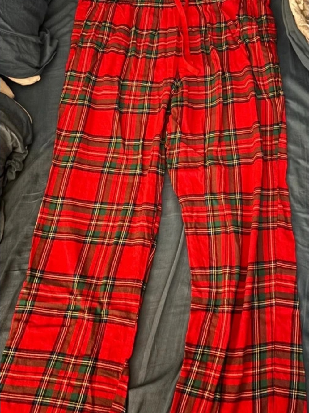 Red plaid pajama pants